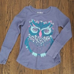 Girls owl graphic thermal long sleeve tee